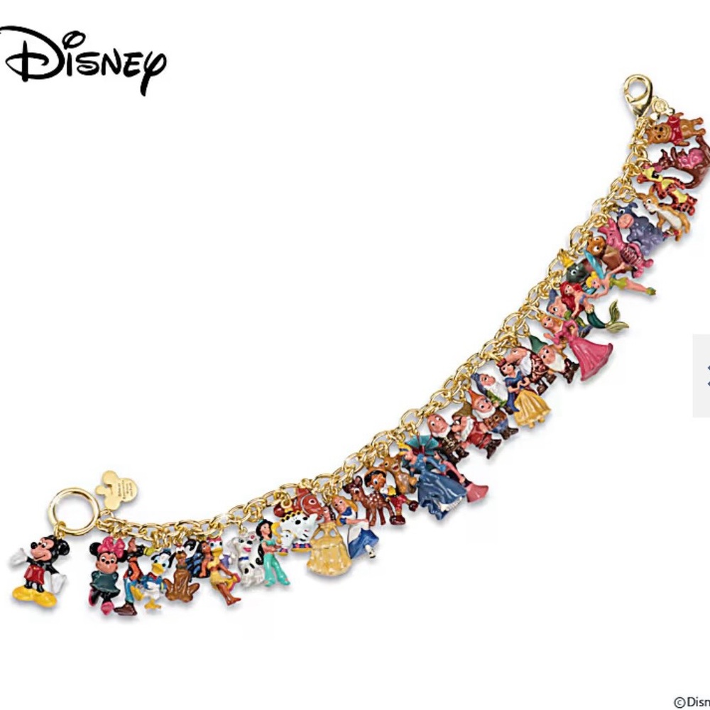 Disney Gold Charm Bracelet with Colorful Characters - Picture 7 of 7